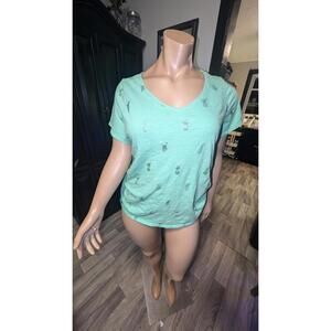 Lane Bryant Mint Green Pineapple Print Tee – Size 22/24
